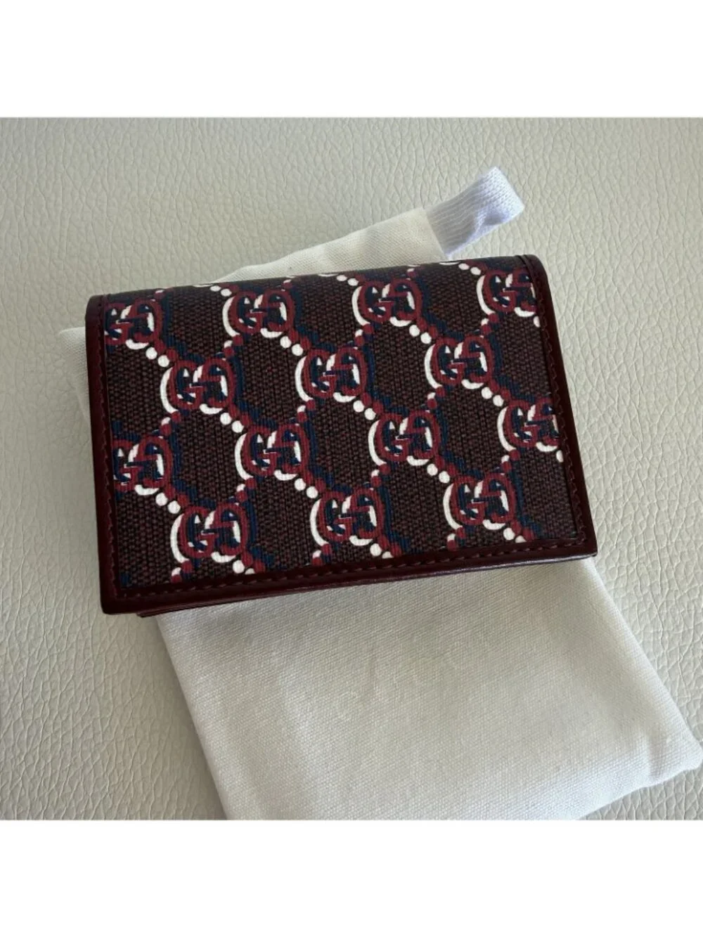 NEW Gucci Card Case Wallet GG Shadow Print Dark Red 795044 FADM0 6242 - Picture 7 of 8